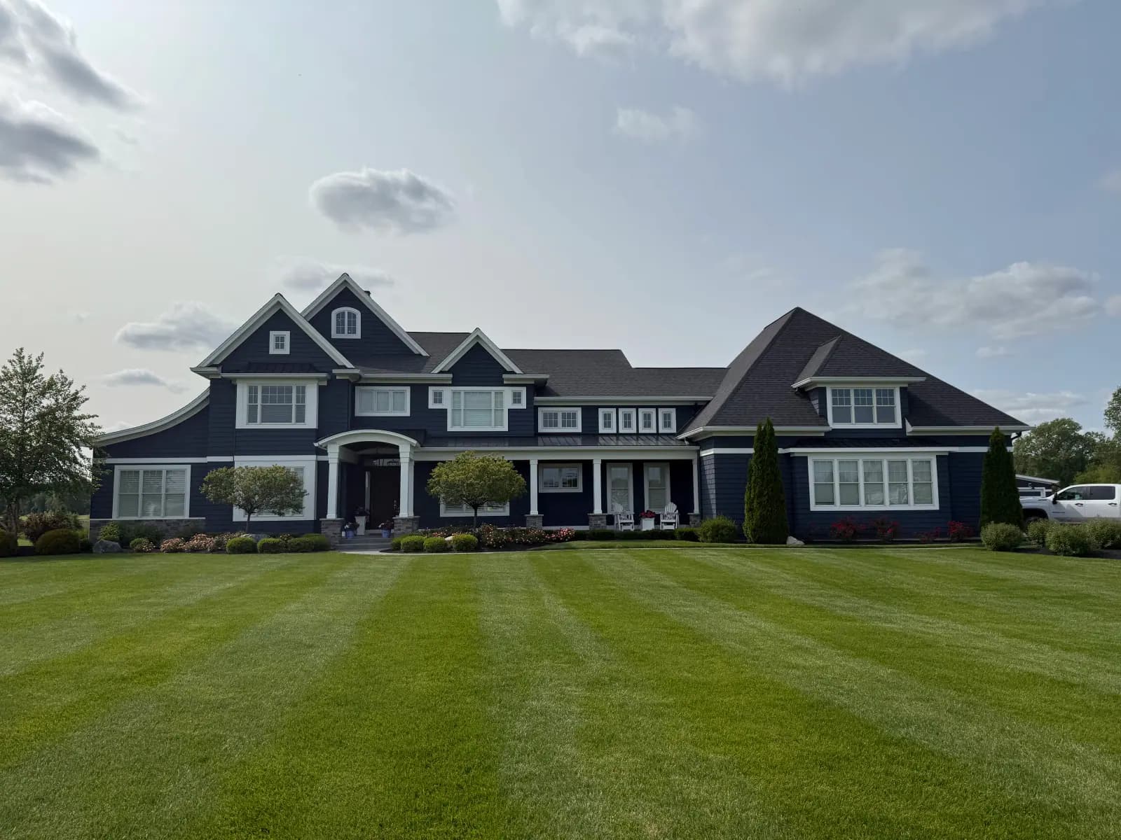 A freshly soft-washed two-story home exterior in Greater Toledo